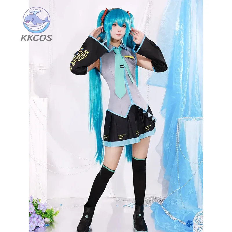 Аниме Персонаж Представление Хацунэ Одежда Косплей Одежда Юбка Один комплект Аксессуары для парика Хэллоуин