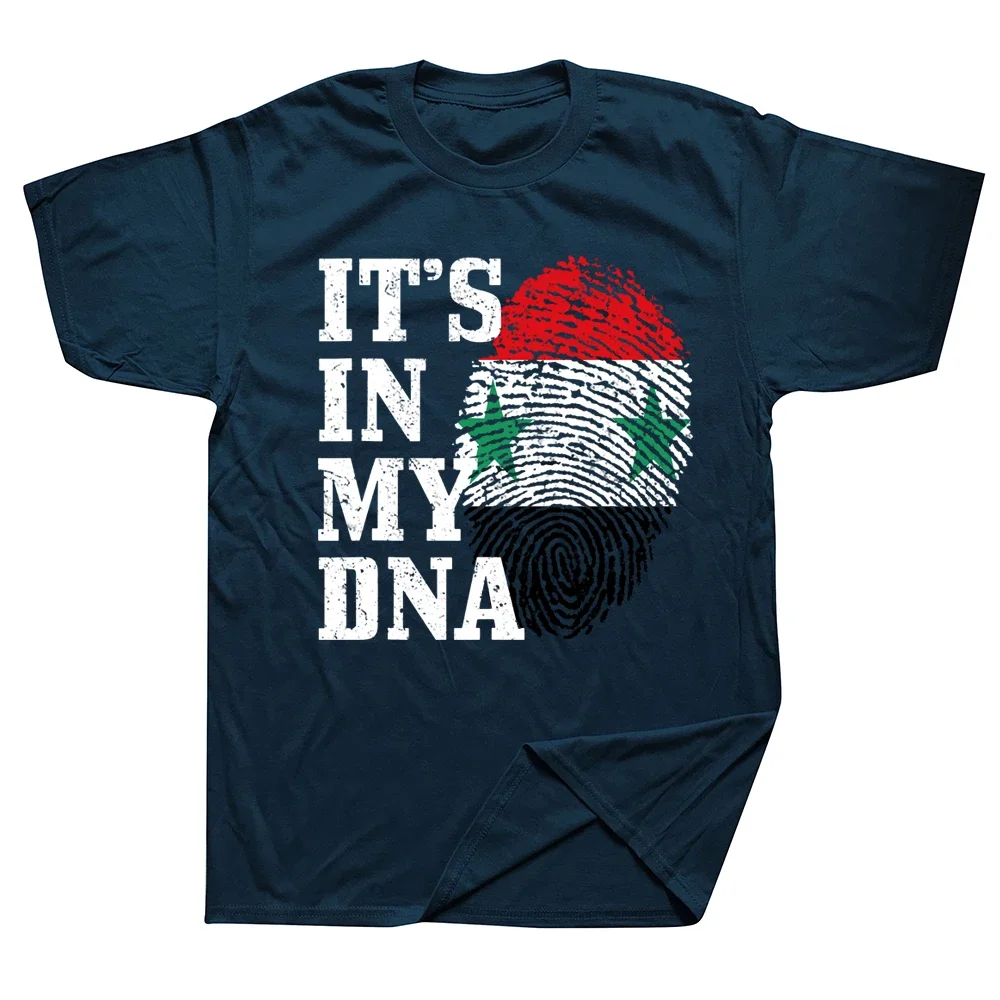 Graphic Cotton Streetwear Short Sleeve Birthday Gifts Summer vintage funny Style Funny It's My DNA Syria Flag Arabic T Shirts