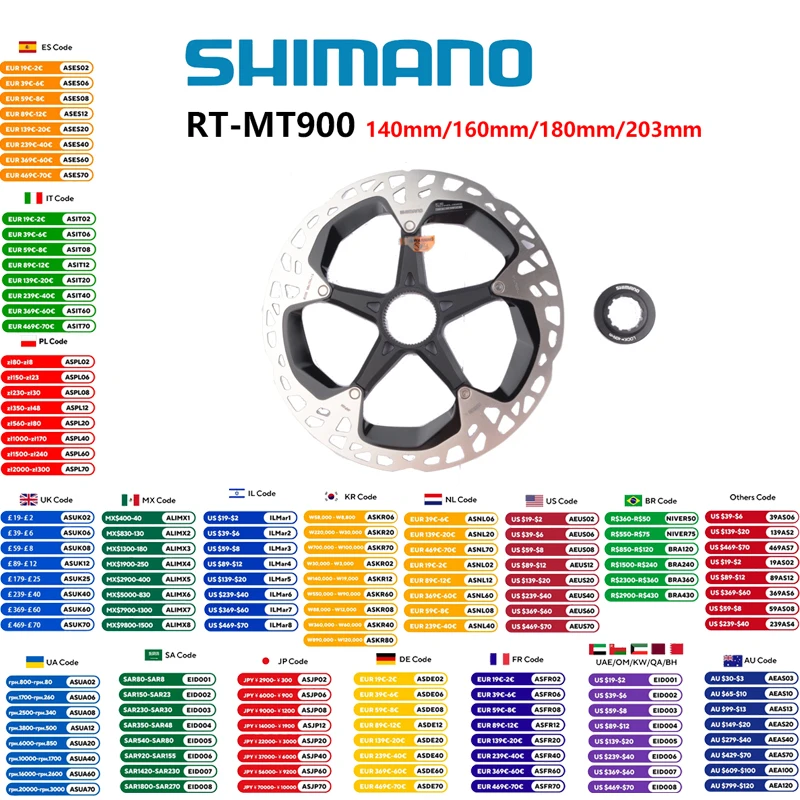 Shimano XTR Dura Ace Duraace RT-MT900 RT900 Hydraulic Brake Disc Rotor Center Lock 140/160/180/203mm For Road Bike MTB Bicycle