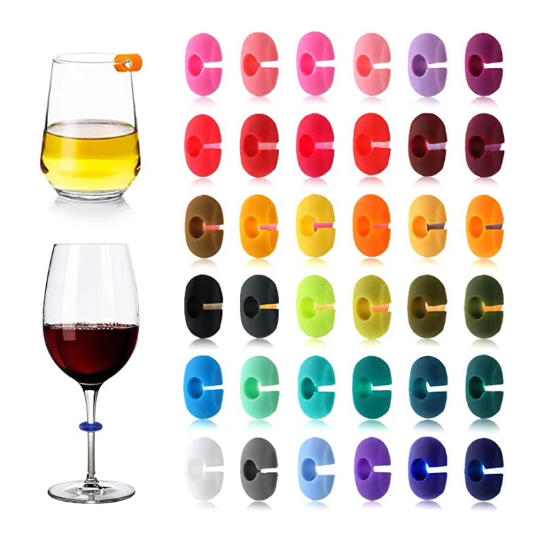 

Wine Glass Marker Drink Beverage Champagne Goblet Label Reusable Marking Tag Recognizer Identification Color Random