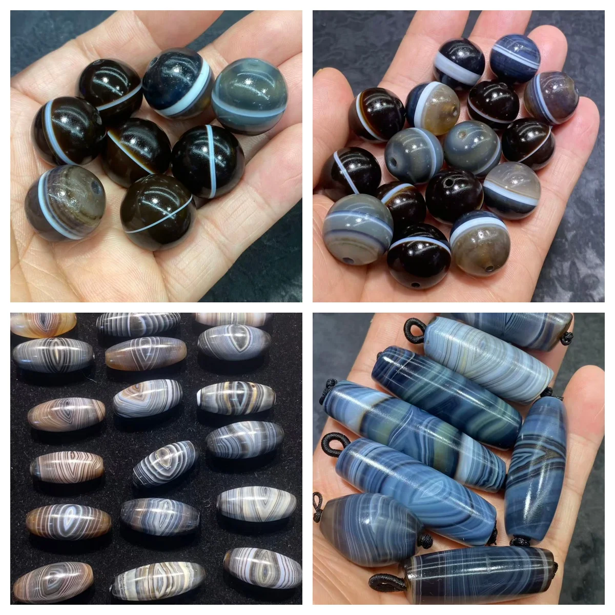 

Премиальные бусины Дзи из агата ручной работы с косым срезом, патиной и эффектом состаривания, с синими прожилками и шелковистым узором, лечебные, круглые, россыпью, оптом