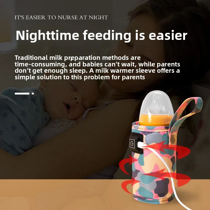 USB Baby Bottle Warmer Travel Stroller Insulated Bag Portable Milk Water Heater 3 Speed Adjustable for Outdoor Winter