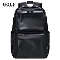 GOLF Men Backpack Bag Leather Business Backpack Laptop 15 6 inch Elegant Black Waterproof Back Pack Bags with Multi Compartments