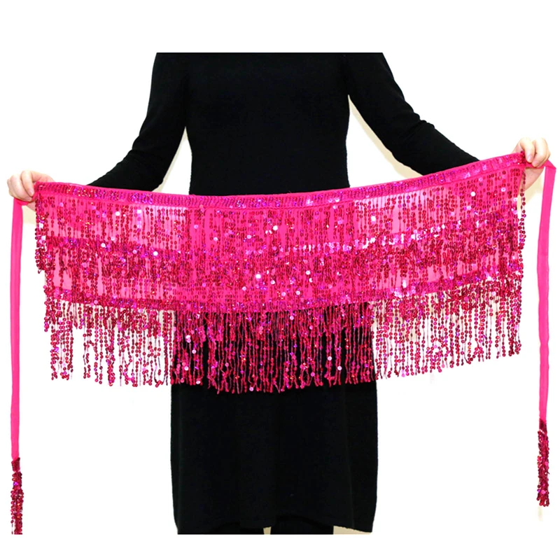 Bühnenaufführung Bauchtanz Schicht Pailletten Quaste Kette Gürtel Rock Wrap Club Indische Latein Hula Tänzerin Strand Hüfte Taille Schal – Detail 22