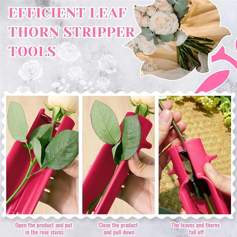 

AT19-Rose Red Flower Cleaner Cutter Rose Stem Thorn Stripper Tool, Flower Cleaner Tool, Leaf Remover For Home Garden