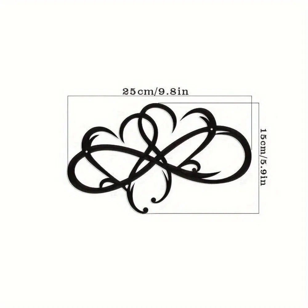 CIFBUY Infinity Double Heart Metal Wall Art Iron Hanging Decor Home Living Room Bedroom Accent Gift Ornament