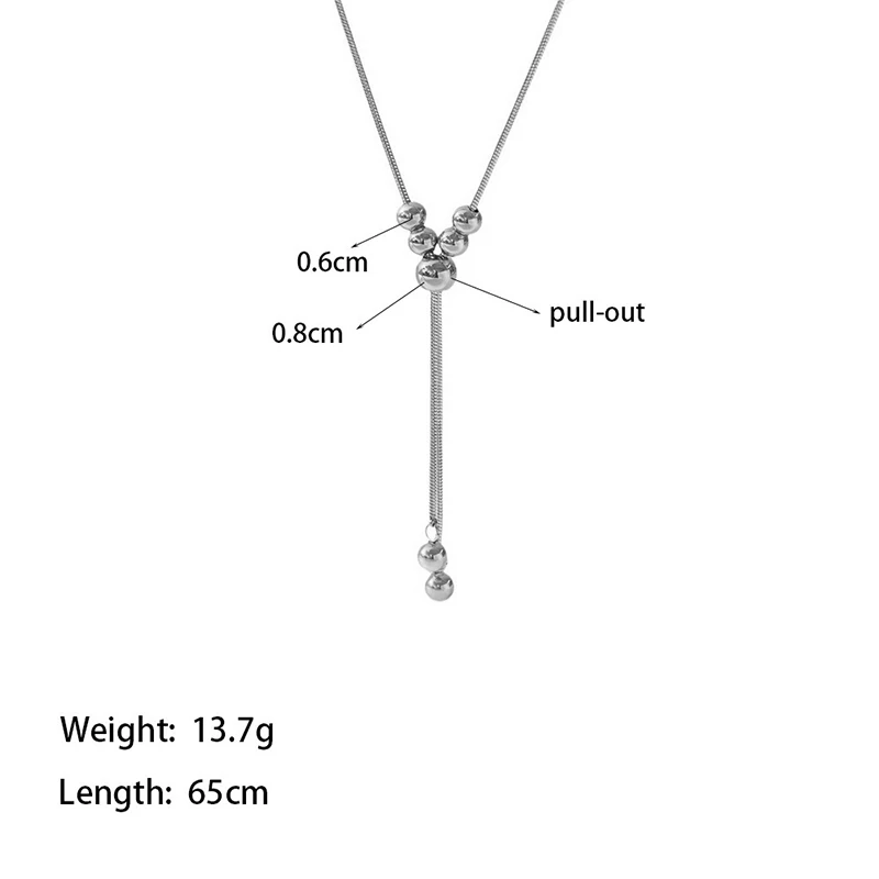 ANENJERY 316L Stainless Steel Knot Lucky Beads Imitation Pearl Necklace for Women Long chain Temperament Jewelry Gifts Wholesale