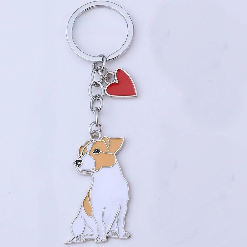 Pet dog Jack Russell Terrier Keychain Keyring Pendant Women and Men Jewelry Gift