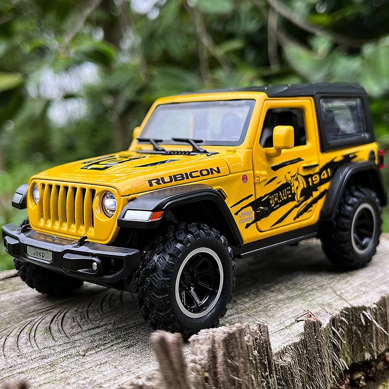 1:32 Jeeps Wrangler Rubicon 1941 Off-Road Legering Auto Diecasts & Toy Vehicles Model Auto Geluid En Licht Auto speelgoed Voor Kinderen Geschenken