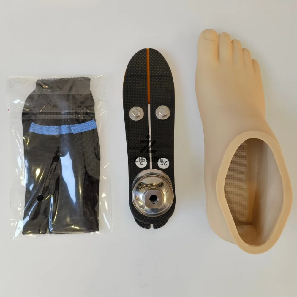 Prosthetic Carbon Fiber Foot Prosthesis Artificial Leg Feet 22-27cm Left Right Amputee Medical Footwear EVA Cover Quiet Sock
