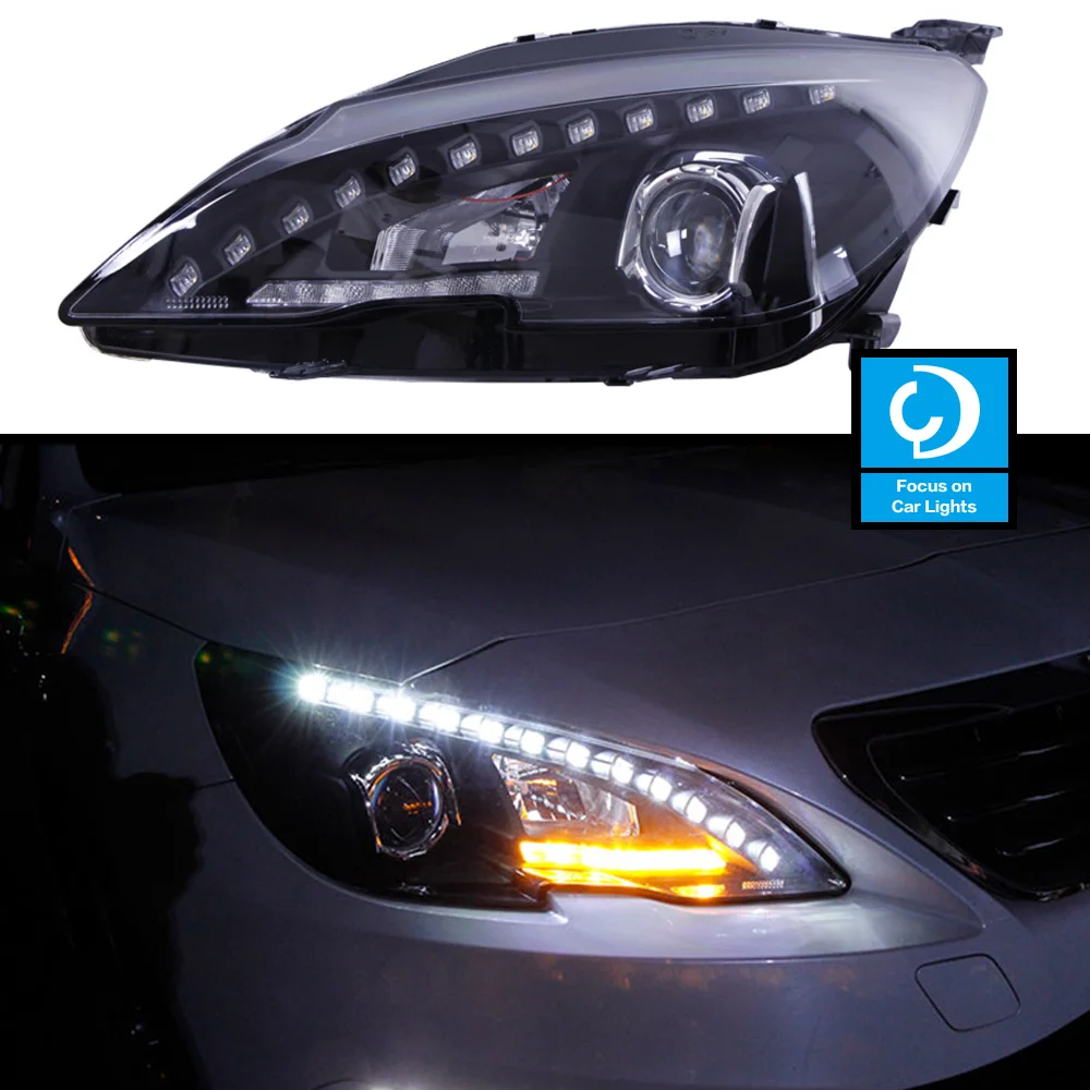 Car Front Headlight For Peugeot 408 308 308S 2014-2019 Fiesta LED HeadLamp Styling Dynamic Turn Signal Lens Automotive 2PCS