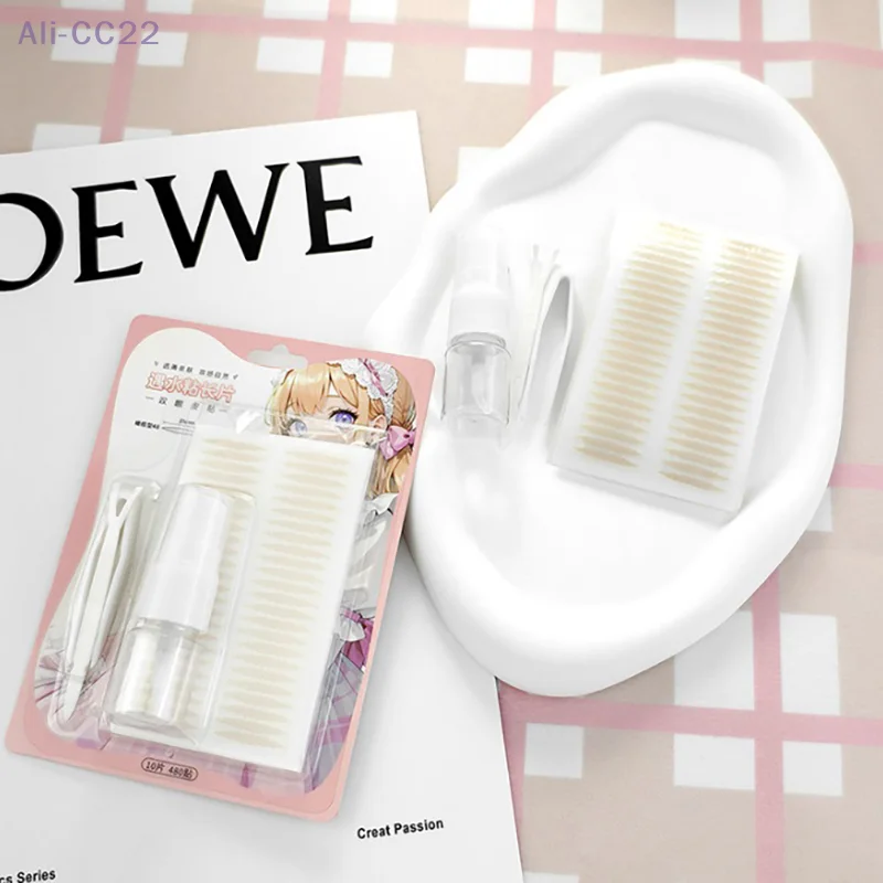 1 Set Invisible Eyelid Stickers With Y Fork,Clip,Bottle Lace Eye Lift Strips Double Eyelid Tape Adhesive Stickers Makeup Tools