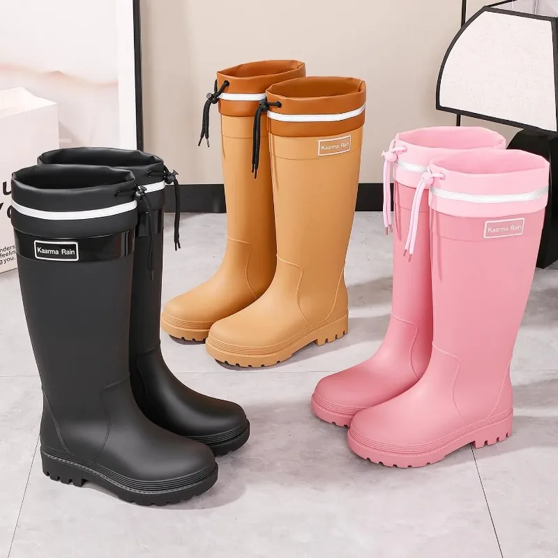 

Women Rain Boots Fashion Mid-calf Rubber Galoshes Winter Warm Cotton Rain Boots for Women Waterproof Garden Booties Botas Lluvia