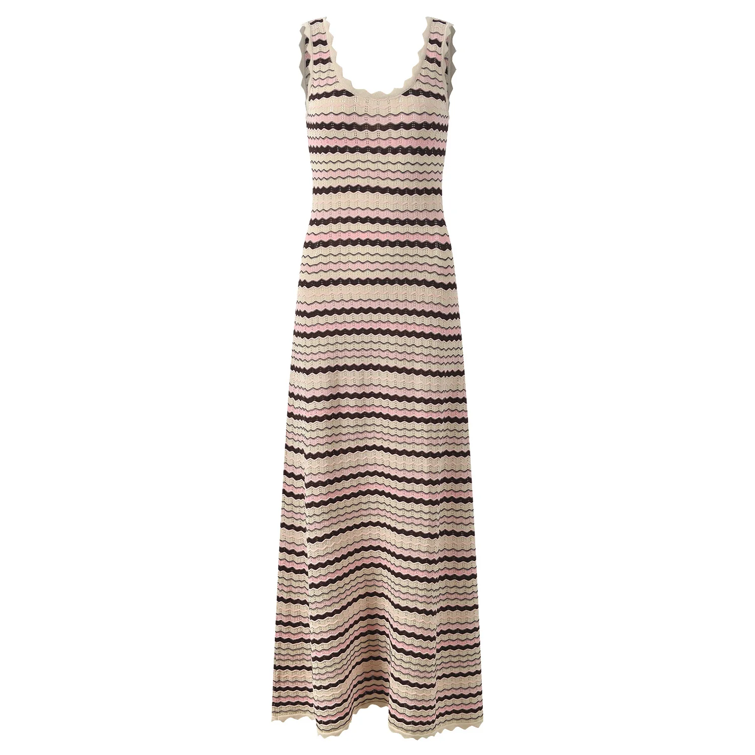 ZJYT Summer New 2026 Fashion Long Knit Dresses for Women Sleeveless Striped Casual Vintage Tank Holiday Beach Dress Vestidos - Image 2