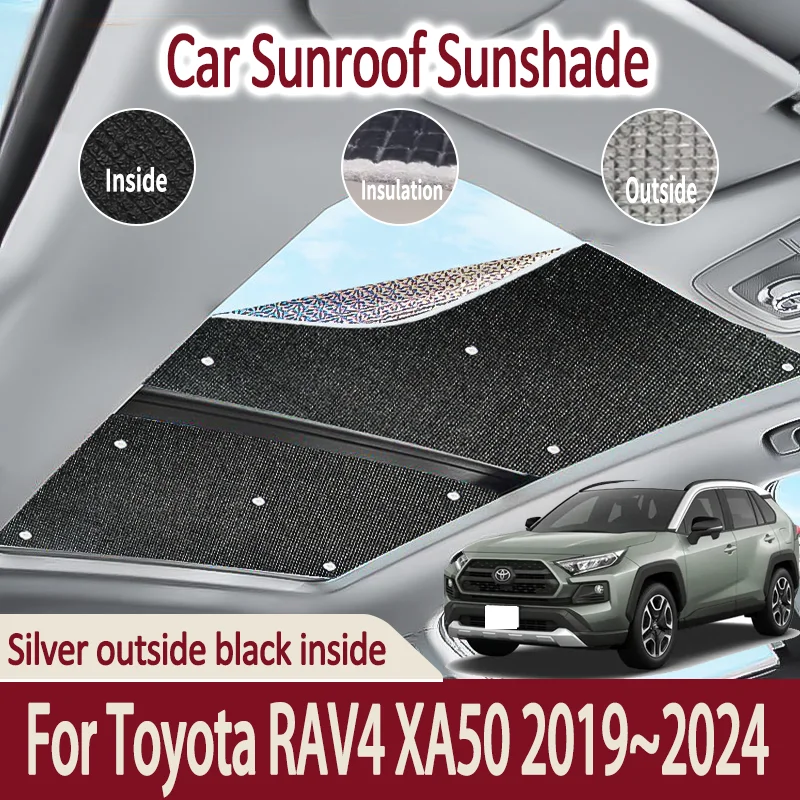 

Car Sunroof Sunshades For Toyota RAV4 XA50 2019~2024 2021 MK5 Auto Skylight Roof Sunscreen Heat Insulation Anti-UV Accessories