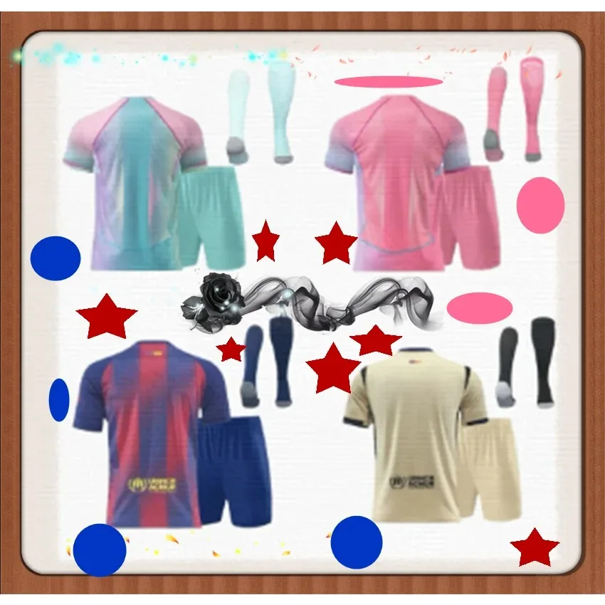 25 26ok BarcaES volwassenen kinder trainingspak met aangepaste nummers en letters 25 26 BarcaES trainingshirt - afbeelding 2