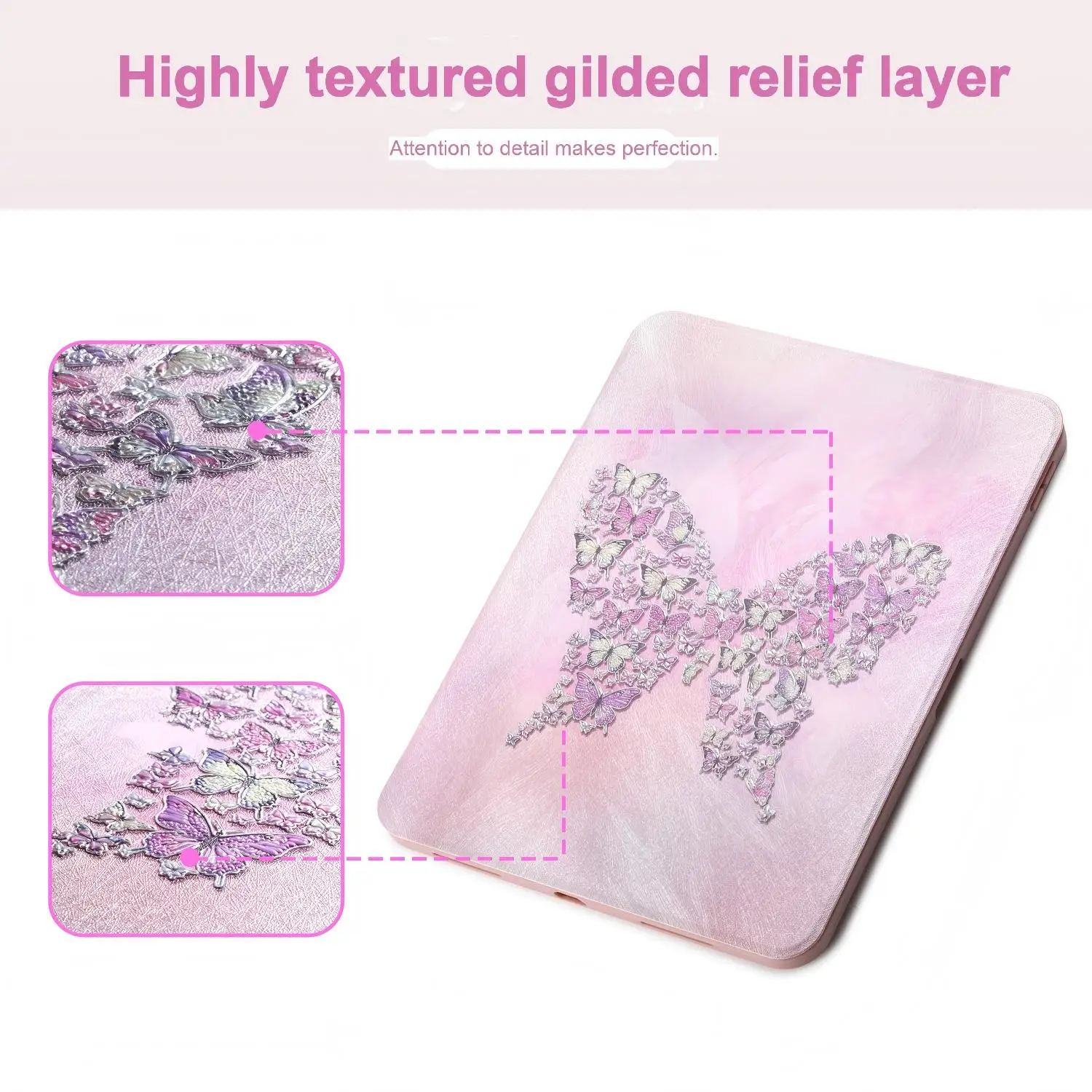 الفراشة المذهبة 360 °   حافظة جلدية دوارة لجهاز ipad air 11 m3 حافظة 2025 ipad a16 حافظة لجهاز 10/11th Gen 10.9 7 8 9 mini 7