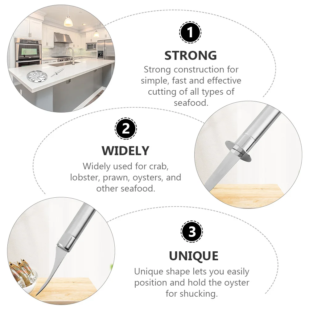 2 قطعة الفولاذ المقاوم للصدأ المحار صدم أداة عدم الانزلاق مقبض المأكولات البحرية القاطع المحار فتاحة الروبيان خط الأنظف #4