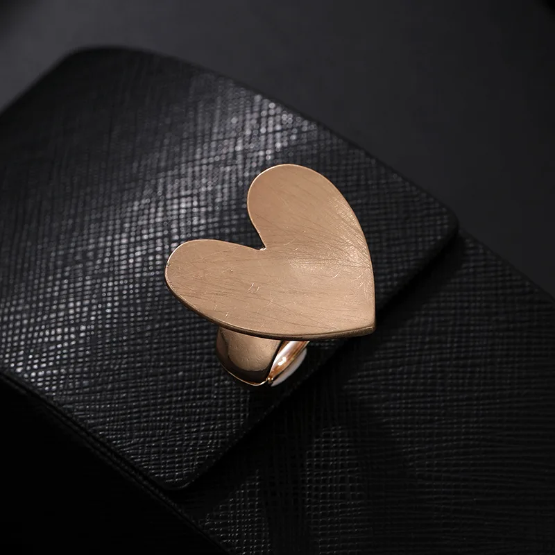 Exaggerated Frosted Heart Cuff Finger Rings For Women Beauty Luxury Fashion New Jewelry Girl Gift Party