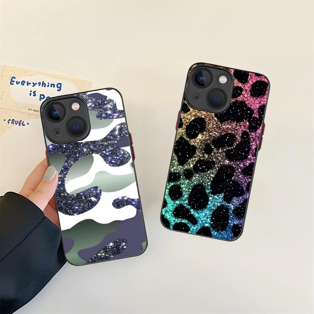 

Блестящий камуфляжный чехол для телефона для iPhone 17, 16, 15, 14, 13, 12, 11 X XR XS 8 7 Air Pro Max Plus Mini, красочный силиконовый чехол