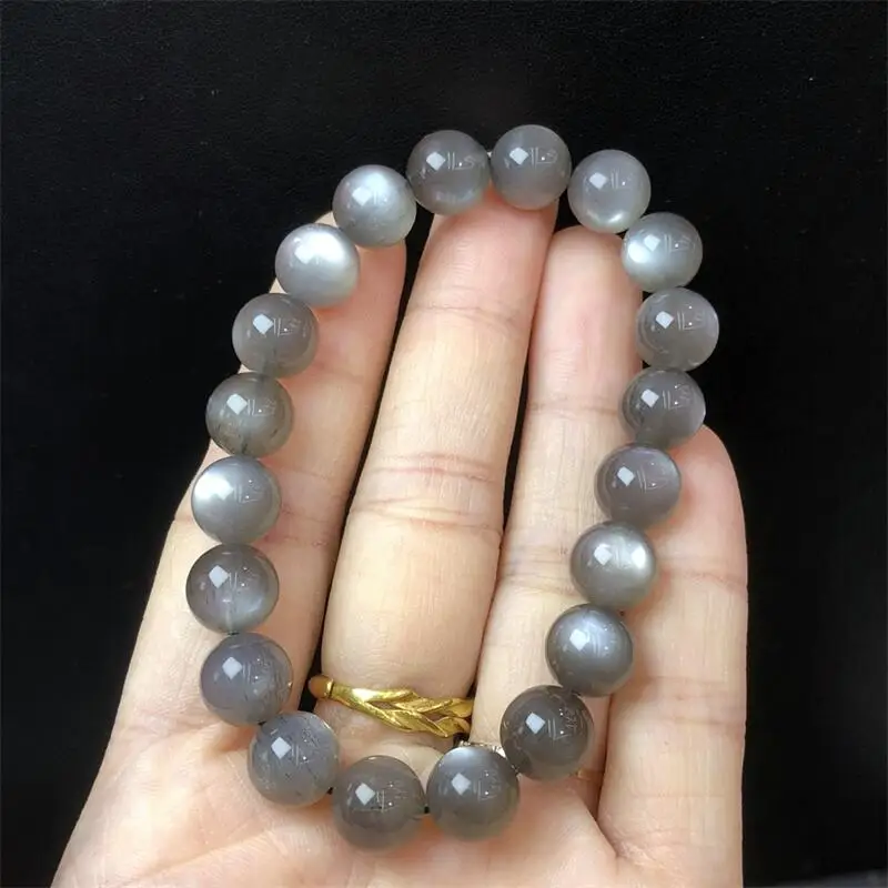 

8MM Natural Silver Obsidian Moon Bead Bracelet Women Fashion Reiki Healing Energy Gemstone Wrist Jewelry Holiday Gift 1PCS