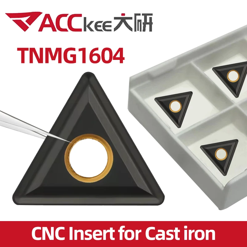 ACCKEE-inserto de carburo de hierro fundido TNMG160404 UC5115 TNMG 160408 160412, herramientas de torneado AL CNC, cortador de torno, cortador de placa de hoja de 10 piezas