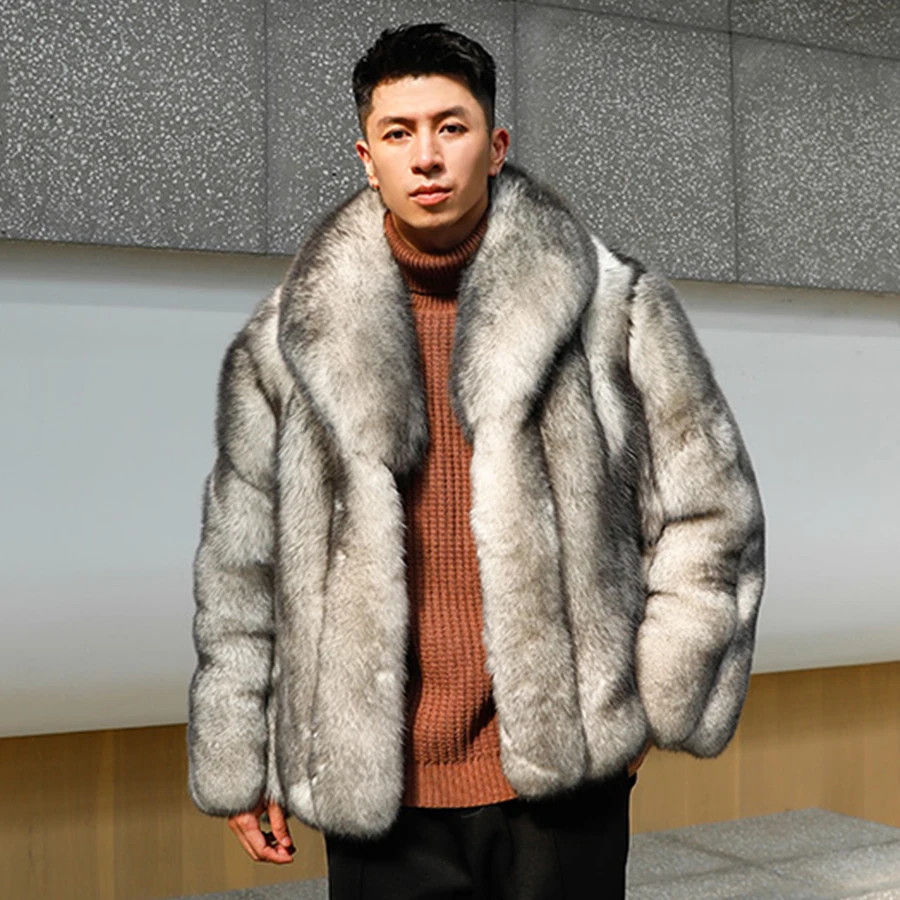 Real Fox Fur Jackets Man Fox Fur Coat Warm Winter Natural Fur Coat Best Selling Men\'s Short Coats