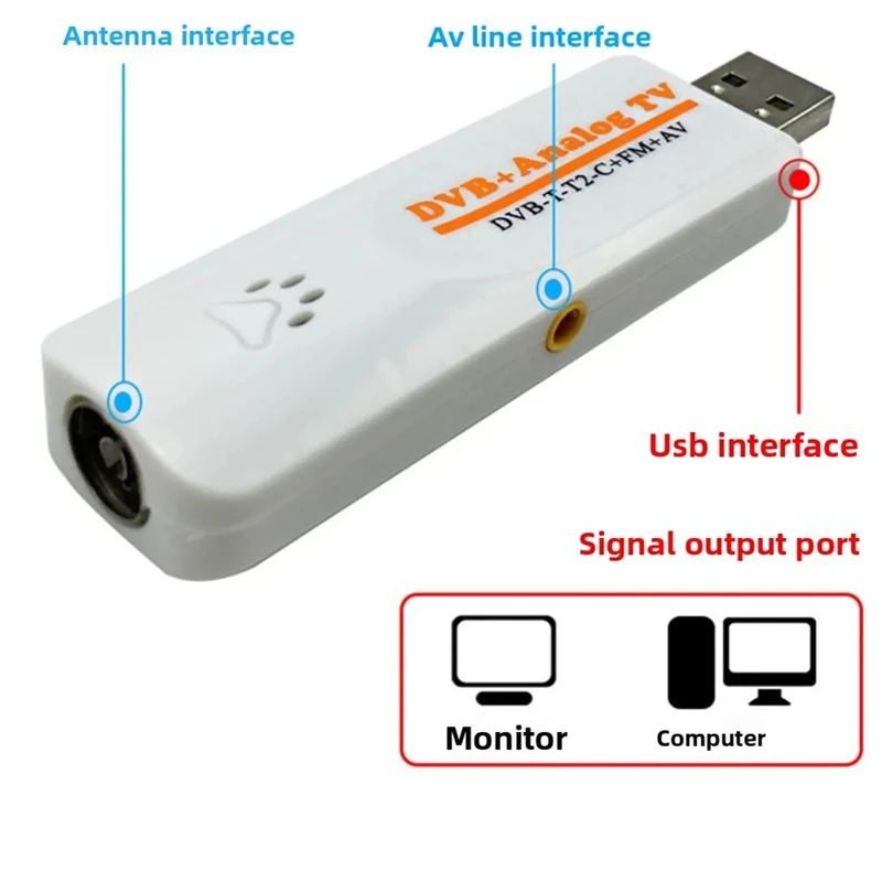 موالف USB DVB T2 الرقمي عبر الأقمار الصناعية مع هوائي عن بعد HD USB TV استقبال DVB-T2/DVB-T/DVB-C USB-ABVP