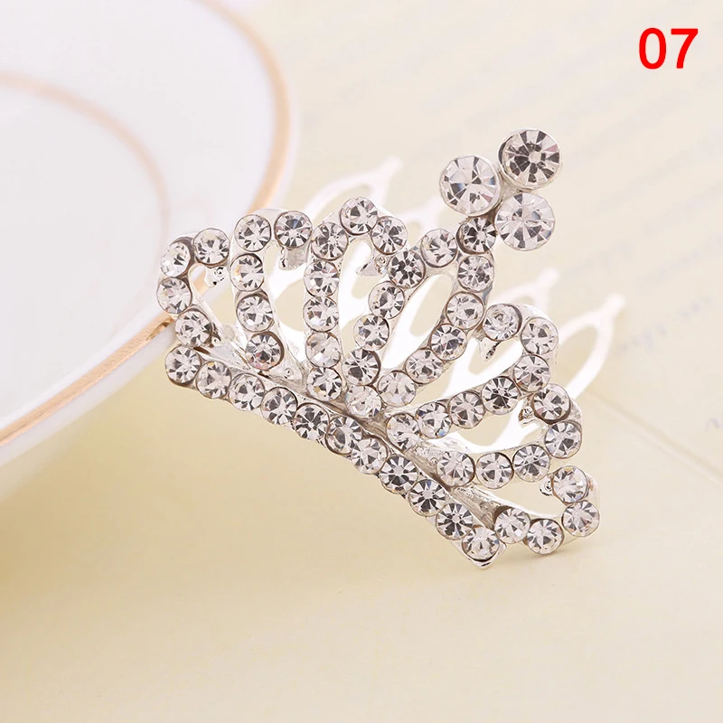 Girls Hair Accessories Mini Crown for Kids Bling Rhinestone Tiaras Hair Combs Princess Diadem Love Heart Shaped Headbands