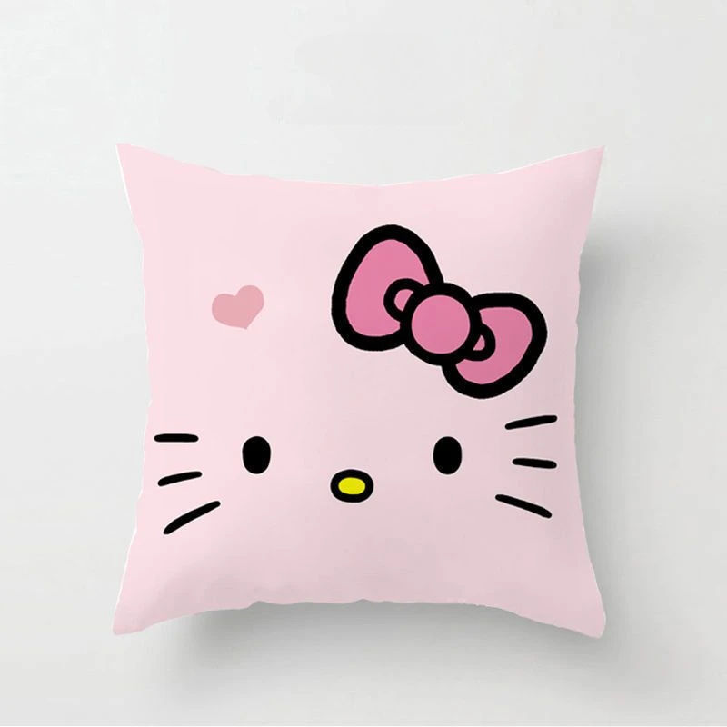 Hello Kitty Pillowcase Sanrio Cartoon Figure Kitty Print Sofa Pillow Case Room Decorations Double Sided Throwing Pillow Girl