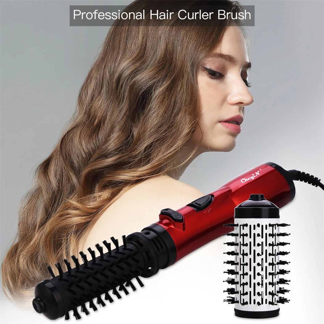 CkeyiN Straightening Brush Electric Hair Brushes Automatic Rotating Blow Dryer Blower Hair Curler Combs Salon Styling