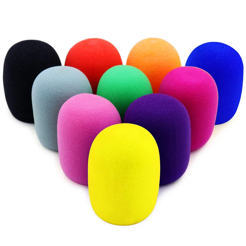 Microphone Windscreen Foam Cover Thick Mic Covers Foam Mic Pop Filter for Studio Interview Karaoke DJ (9 Colors)