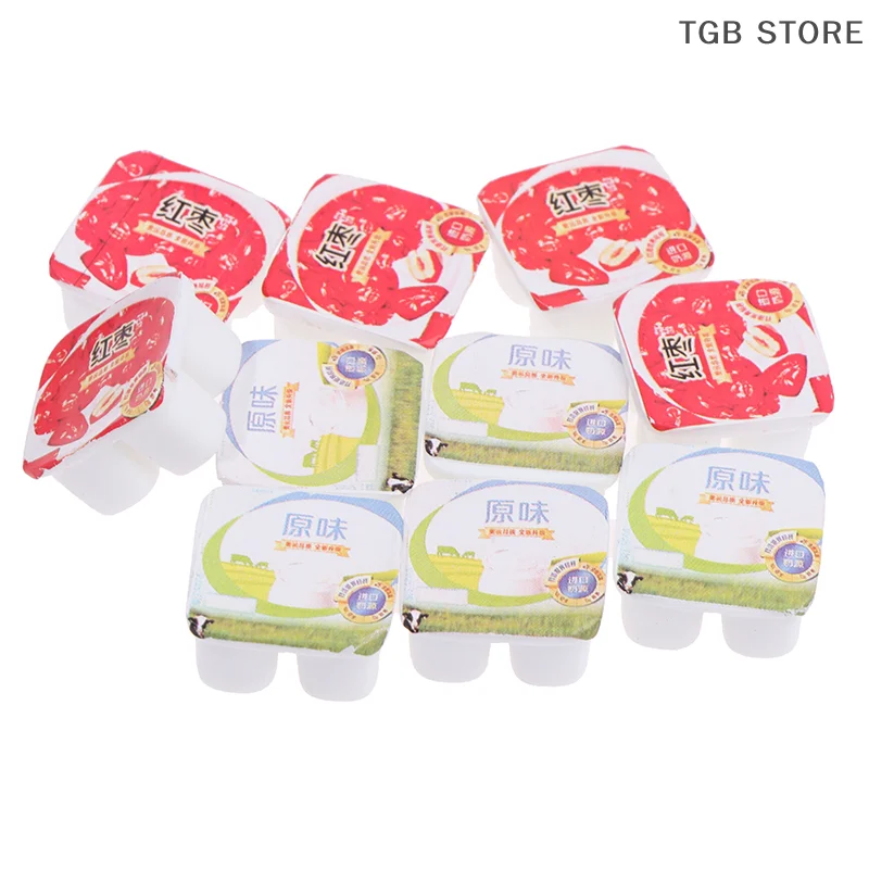 10Pcs Random Mini Resin Yogurt Miniature 1:12 Dollhouse Simulation Accessories Toys