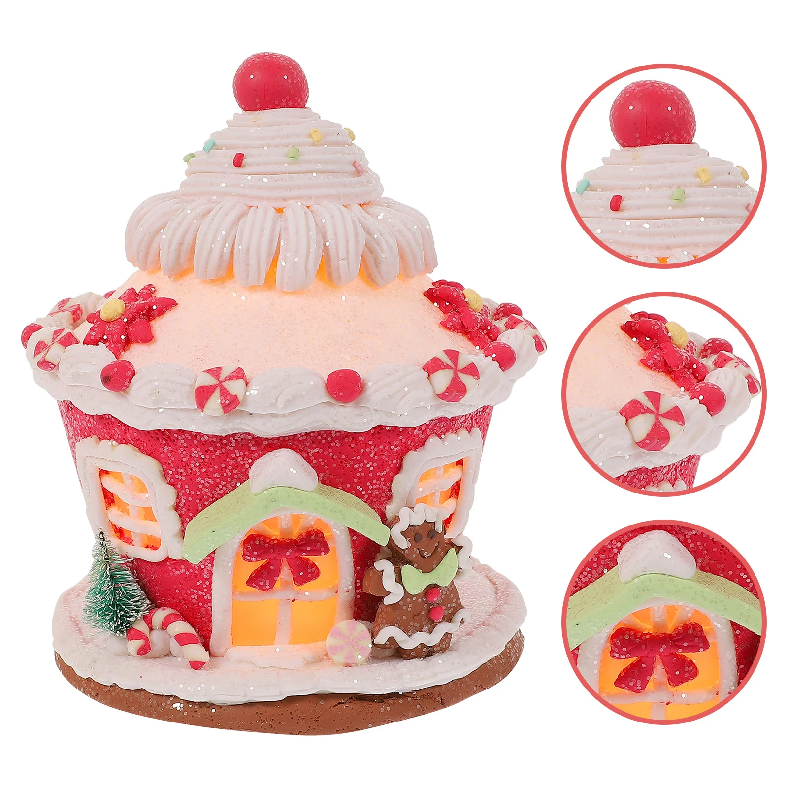 

Resin Castle Ornament Glowing Christmas Decor Festive Tabletop Display for Living Room Bedroom Dining Room Bar Hotel Xmas Party