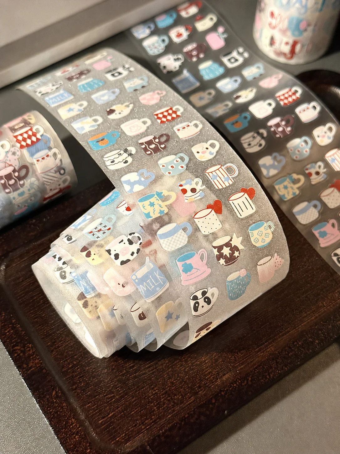 Cute Coffee Cup Die cut Dispensing Sticker DIY Deco Card Journal Scrapbooking Photo Card Phone Case Collage Supply