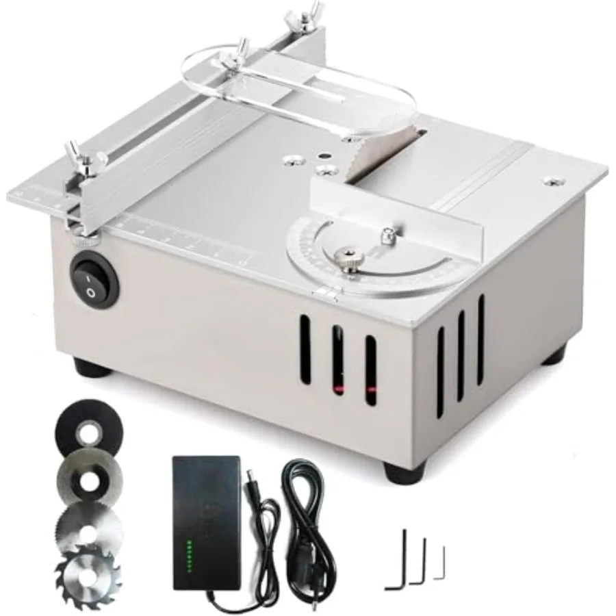 

Mini Table Saw 96W Portable Precision Craft Table Saw 1/2" Adjustable Cut Depth Seven Speed Adjustable Power Supply and Angle A