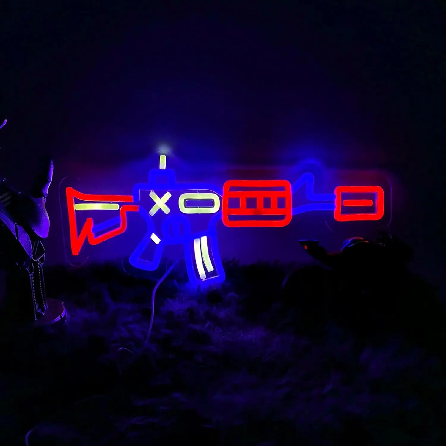 調光可能なledネオンサイン、壁飾り用、usb電源のトイガンライト、ゲームルーム、寝室、ホームバー用、ユニークなゲーマーギフト