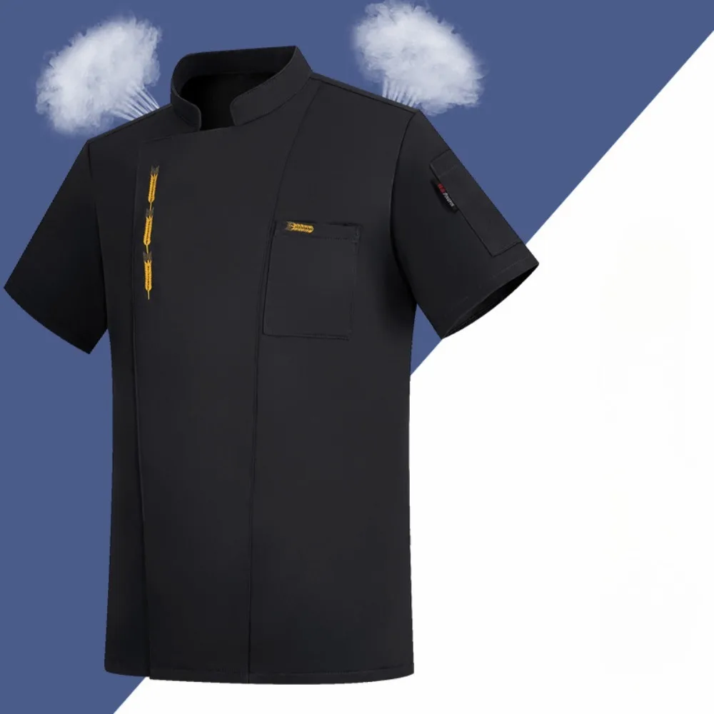 Chef-kokuniformen met korte mouwen voor mannen en vrouwen. Dezelfde stijl zoals gedragen door beroemdheden, geschikt voor gebruik in restaurants