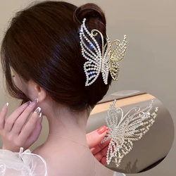 Exquisite Rhinestone Butterfly Hair Claw Clips for Women Elegant Pearl Hair Crab Barrette Headwear WOMAN HAIR CLIP Ponytail Clip