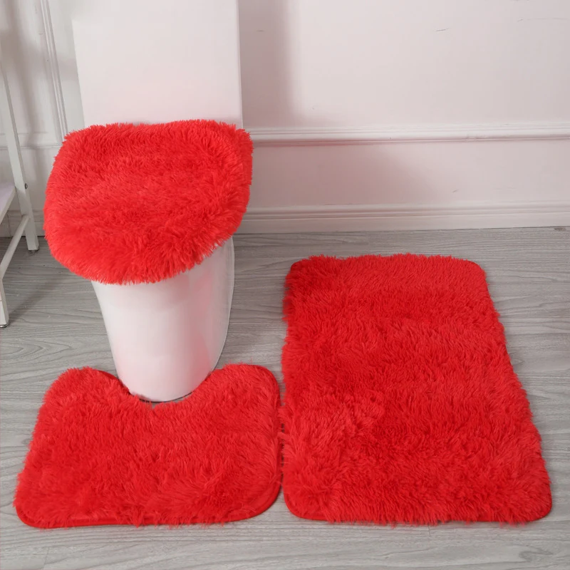 3 Piece Bathroom Rug Set Bath Rug Contour Mat Toilet Lid Cover Super Soft Microfiber NonSlip Bath Rugs with Rubber Backing Solid