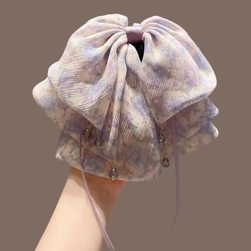 أنيقة المرأة كبيرة القوس مشبك شعر موضة متعدد الطبقات كبير Bowknot المشابك دبوس الشعر متعدد الألوان ذيل حصان كليب إكسسوارات الشعر