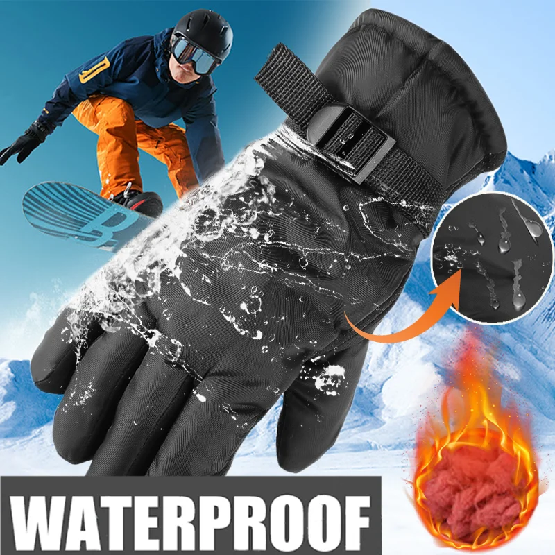 

Winter Waterproof Fleece Thermal Gloves for Outdoor Sports Cycling Skiing Running Touch Screen Non-Slip Warm Full Fingers Gloves