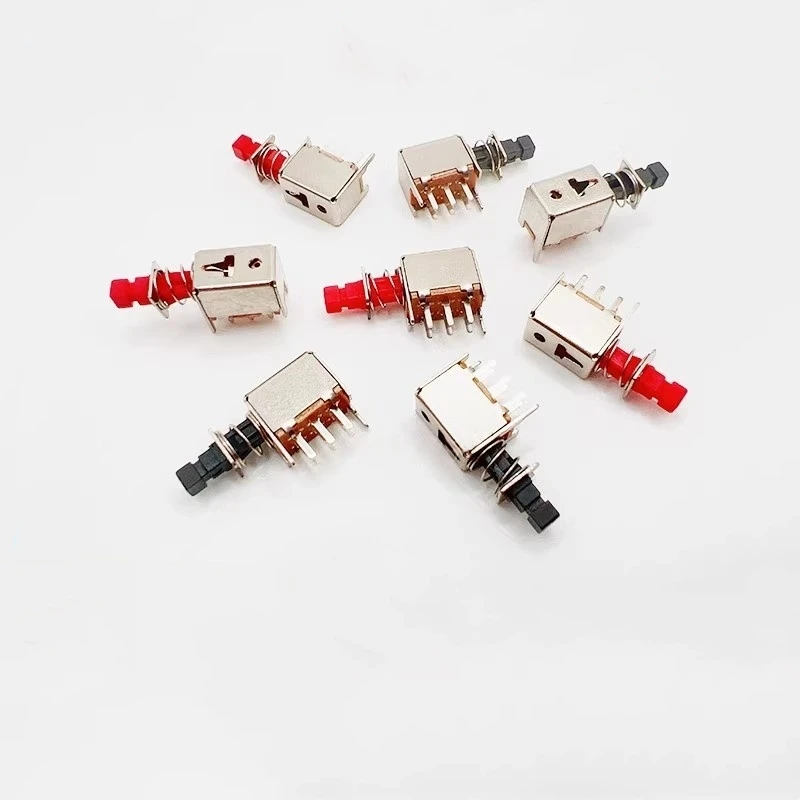 

10/100PCS A03 straight key switch PS-22F02 self-locking double row 6 feet red handle PS-22F03 black handle unlocked key switch