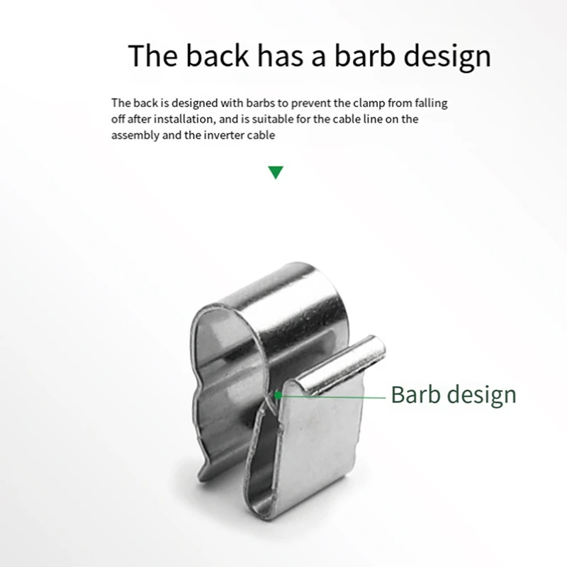 ABFN-100PCS Зажим для фотоэлектрического кабеля Зажим для шнура Нержавеющая сталь 304 Зажим для солнечного кабеля Зажим для кабеля солнечной панели