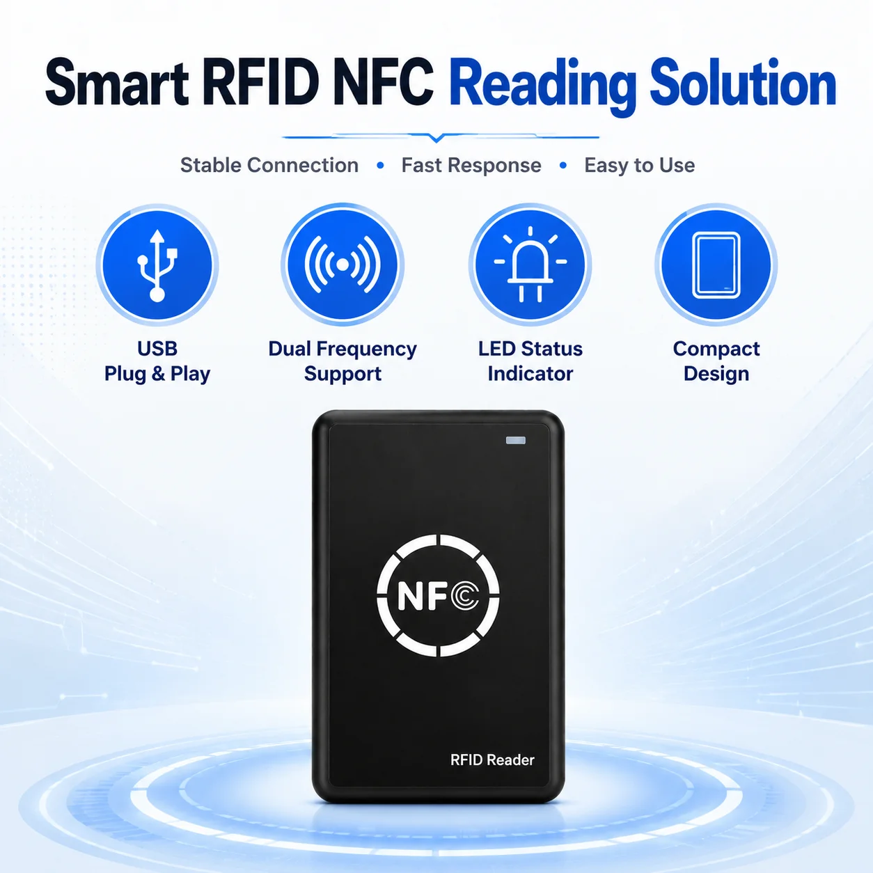 USB RFID NFC Smart Card Reader Writer 125KHz 13.56MHz ID IC Card Duplicator Copier Decoder Door Access Card Copy Machine