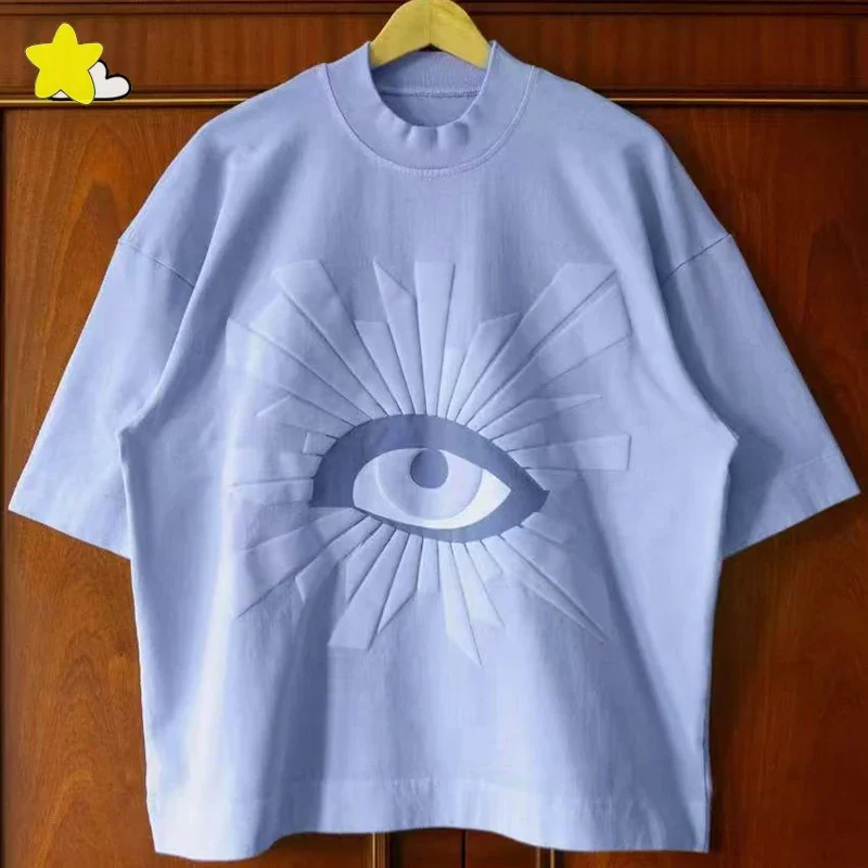 Top Quality Cotton 280GSM Oversized Tee Tops Eye Logo Foam Print HOUSE OF ERRORS T Shirt Multiple Color T Shirt For Men Women