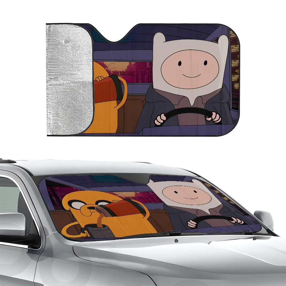 Аниме A-Adventures Time Автомобильный солнцезащитный козырек Трехслойная изоляция Переднее лобовое стекло автомобиля Солнцезащитный козырек на присоске Блоки УФ-лучей Солнце