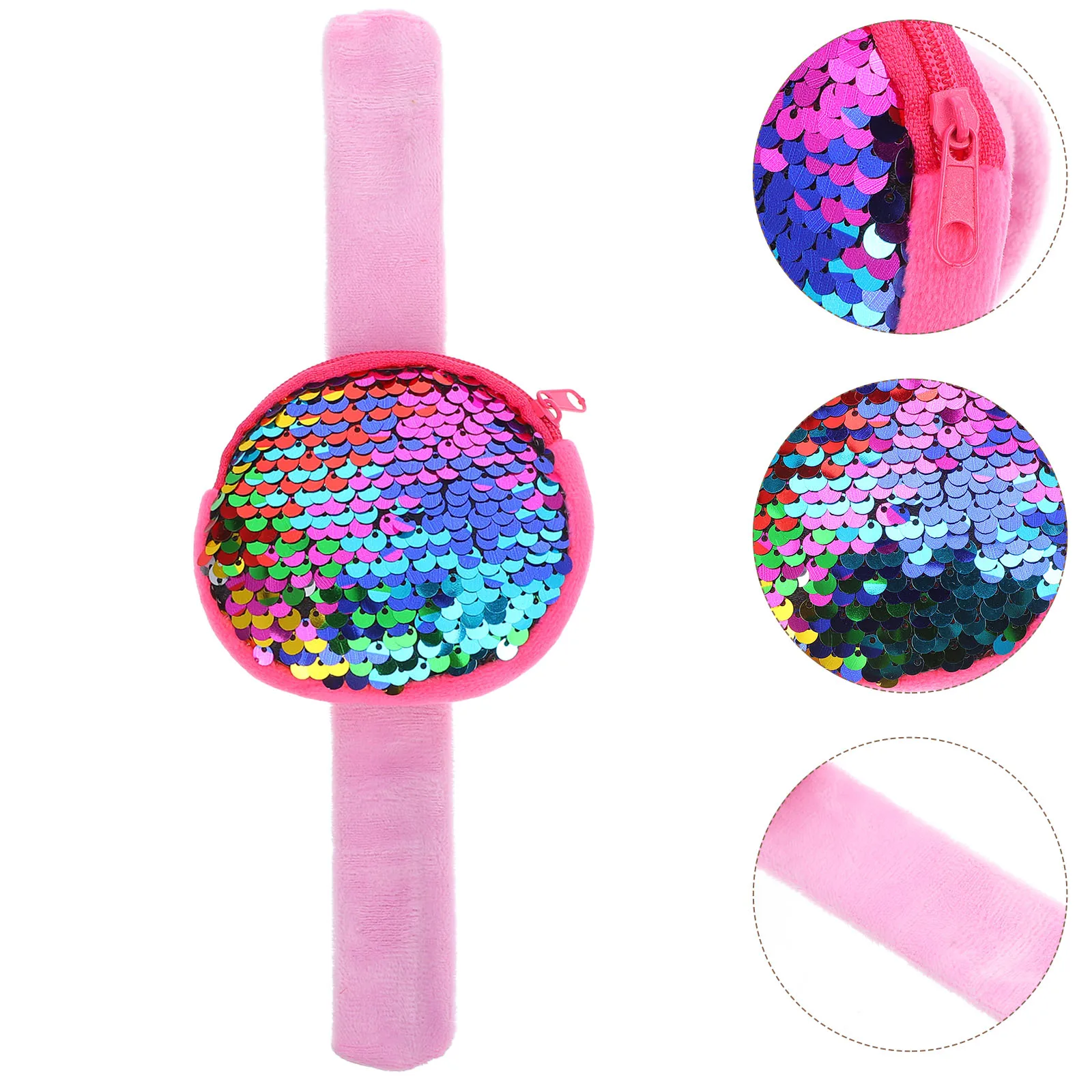 

2pcs Sequins Slap Bracelet Snap Wristbands Coin Purse For Kids Party Favors School Gift Bag Fillers Creative Change Bags Cute