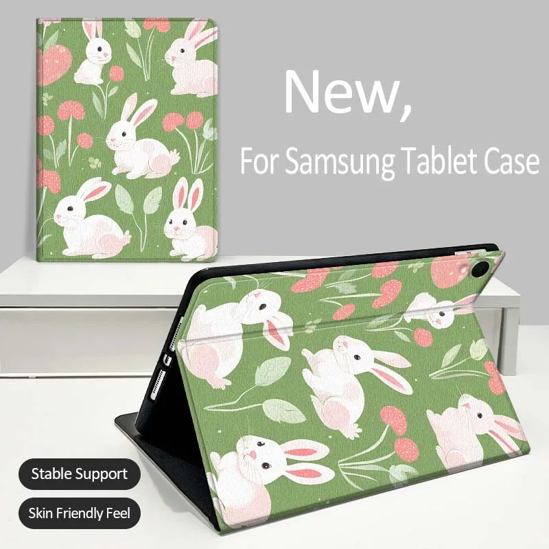 

Cartoon Rabbit Floral Pattern For Samsung Galaxy Tab A A7 A8 A9 A11 S6 S11 Lite Plus 10.1 10.4 10.5 Inch 2022 2025 Tablet Case