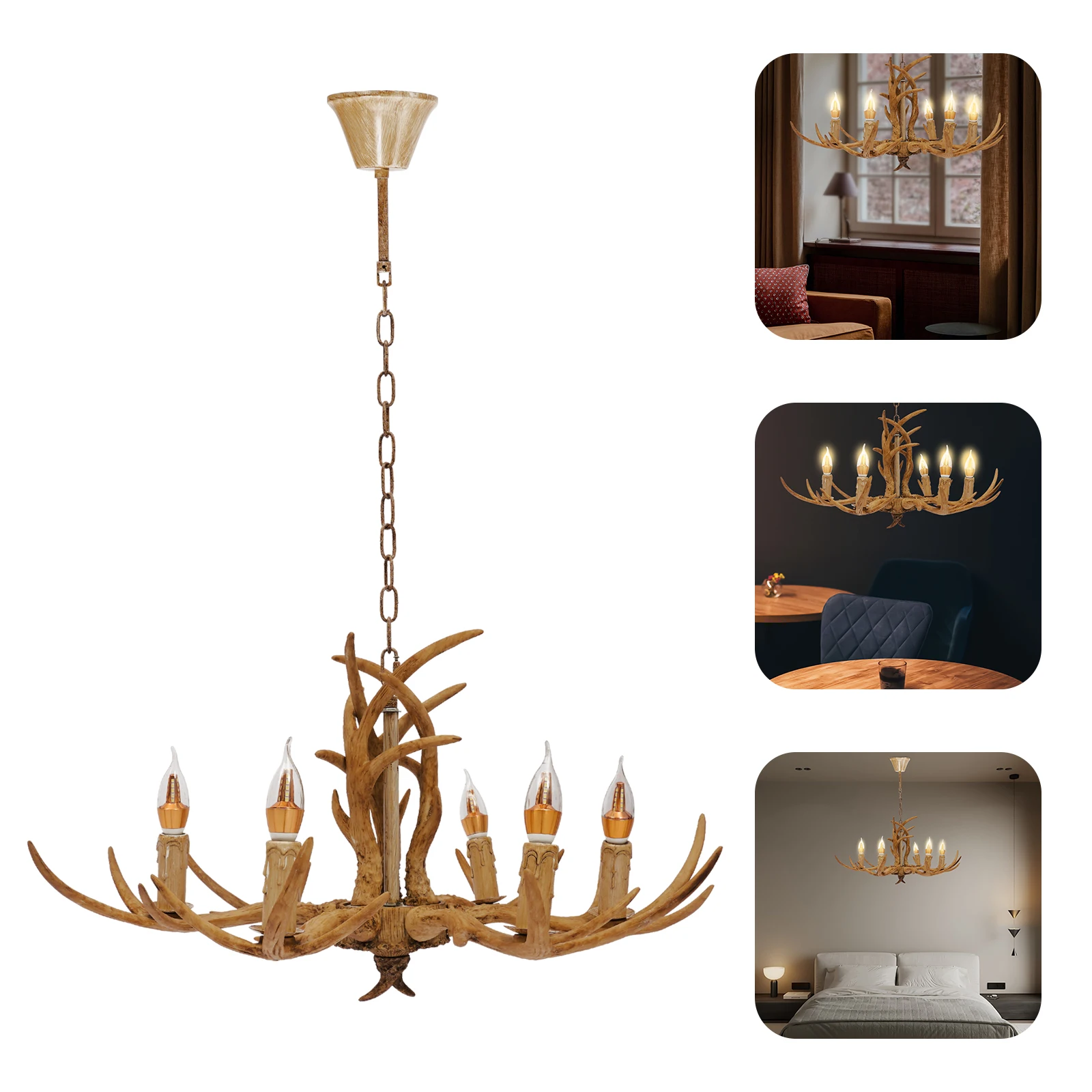 Retro Antler Chandelier Light Deer Horn Restaurant Dining Pendant Lamp